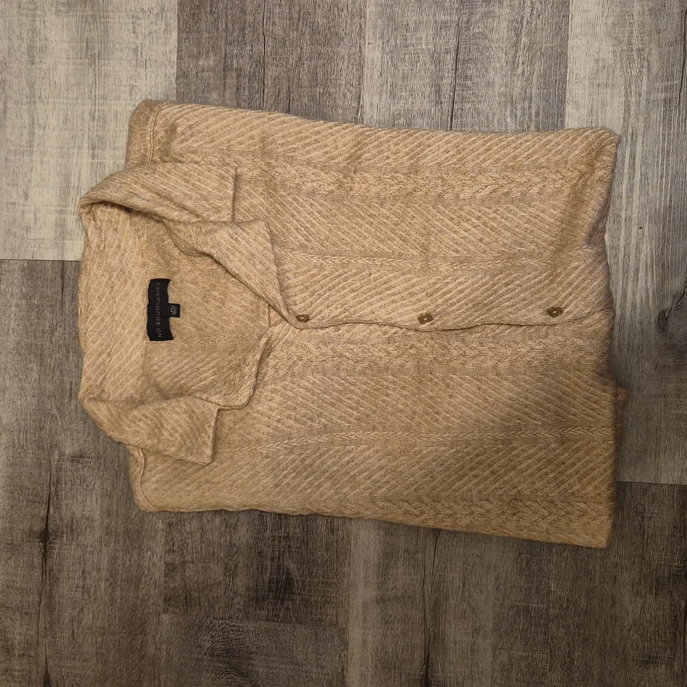 No Boundaries Beige Herringbone Men's Shirt